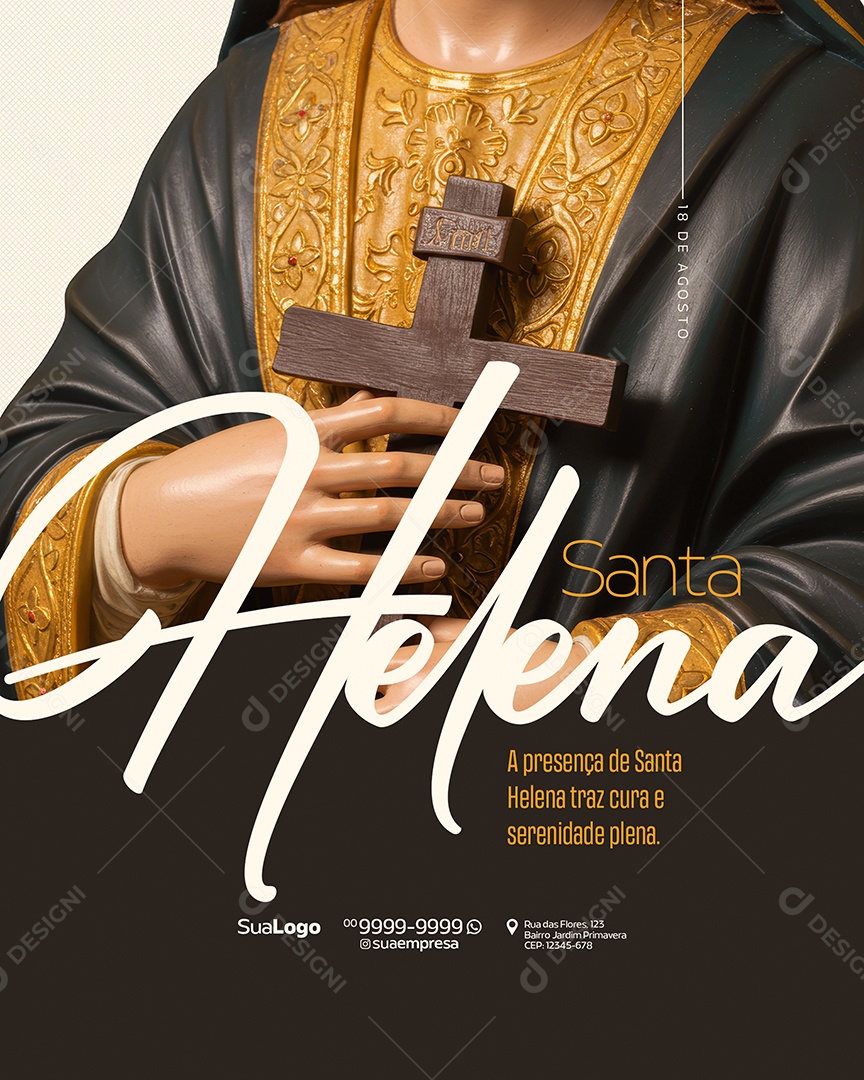 Dia de Santa Helena 18 de Agosto Social Media PSD Editável