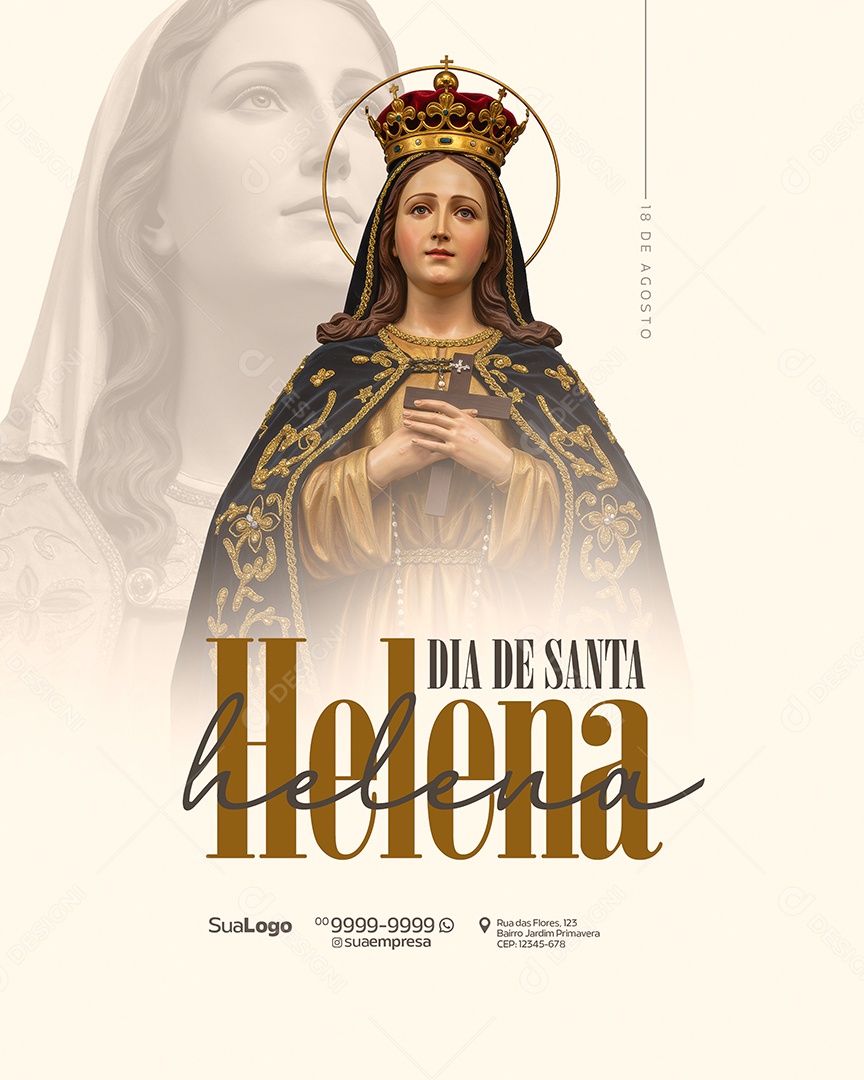 Dia de Santa Helena 18 de Agosto Social Media PSD Editável