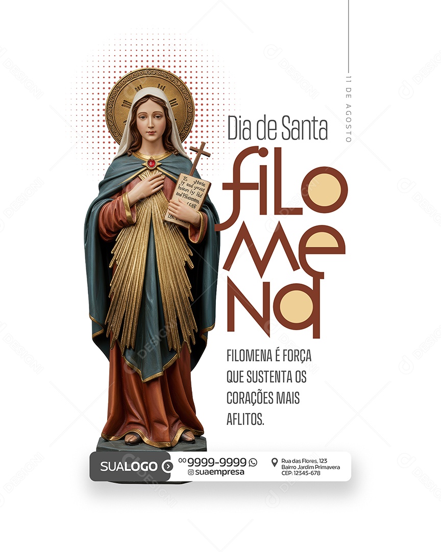 Dia de Santa Filomena 10 de Agosto Social Media PSD Editável