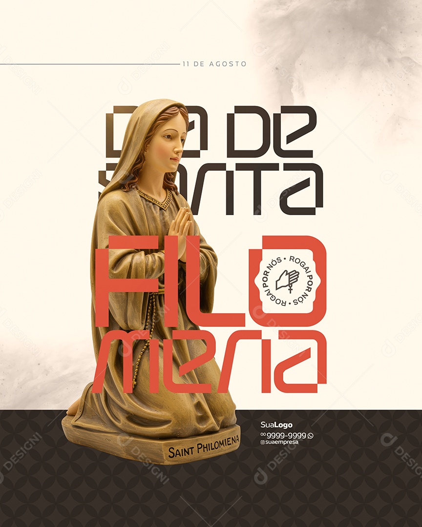 Dia de Santa Filomena 10 de Agosto Social Media PSD Editável