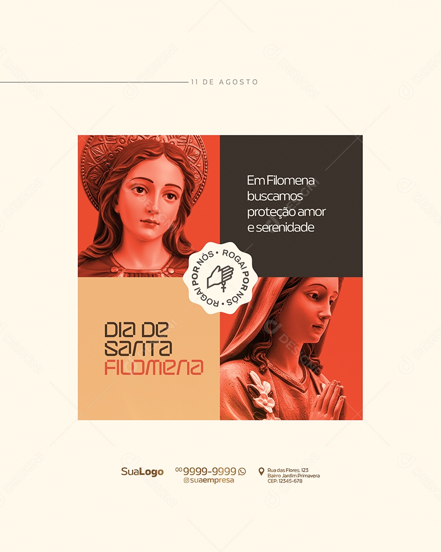 Dia de Santa Filomena 10 de Agosto Social Media PSD Editável