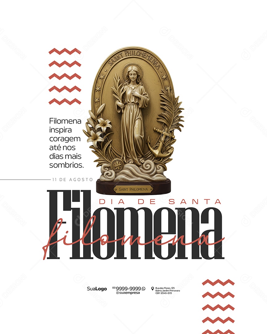 Dia de Santa Filomena 10 de Agosto Social Media PSD Editável