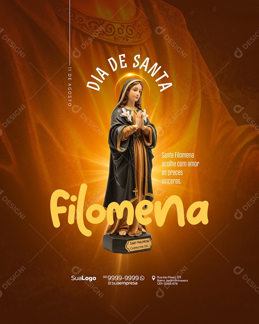 Dia de Santa Filomena 10 de Agosto Social Media PSD Editável
