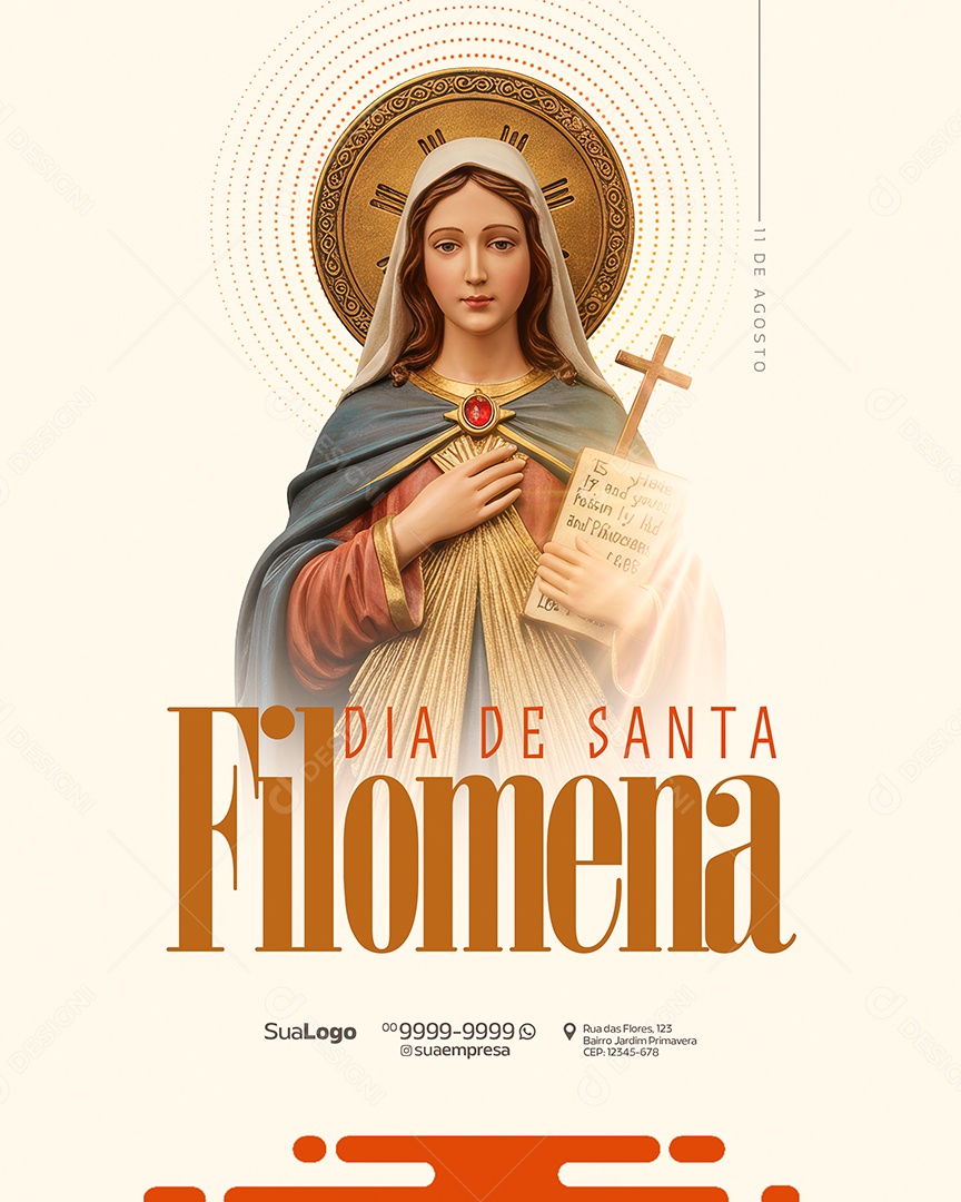 Dia de Santa Filomena 10 de Agosto Social Media PSD Editável