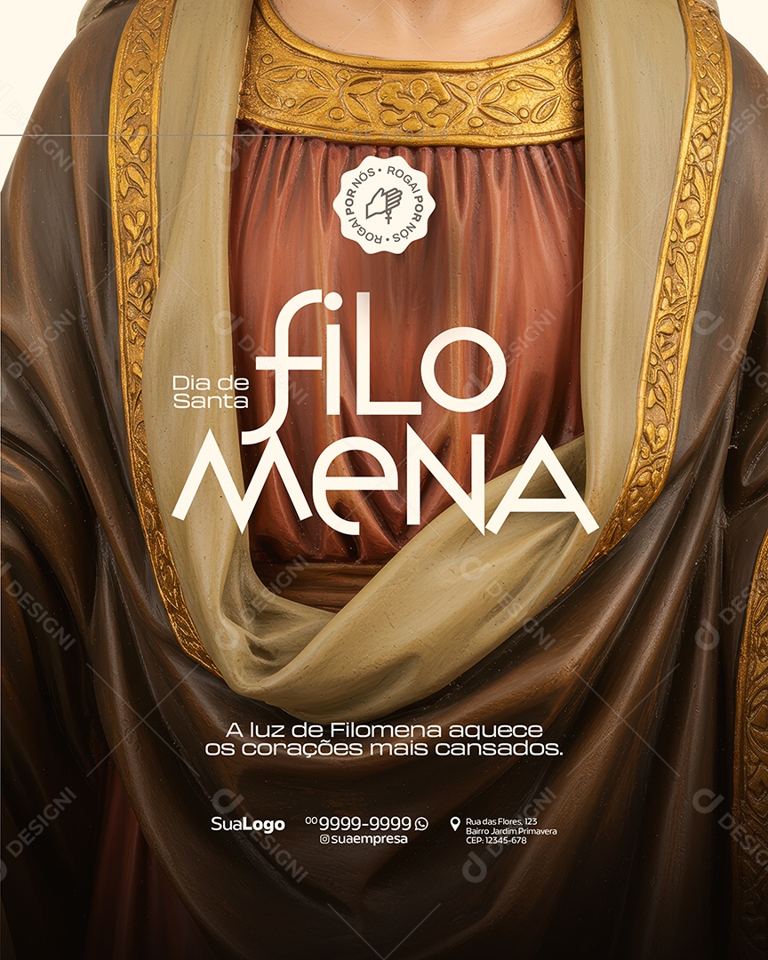 Dia de Santa Filomena 10 de Agosto Social Media PSD Editável