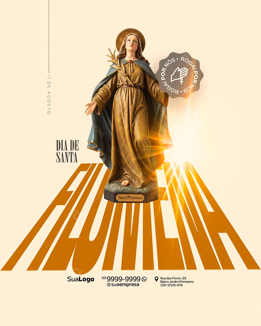 Dia de Santa Filomena 10 de Agosto Social Media PSD Editável