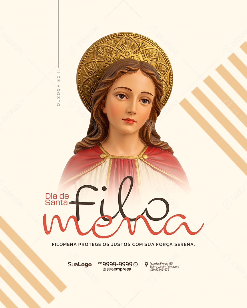 Dia de Santa Filomena 10 de Agosto Social Media PSD Editável
