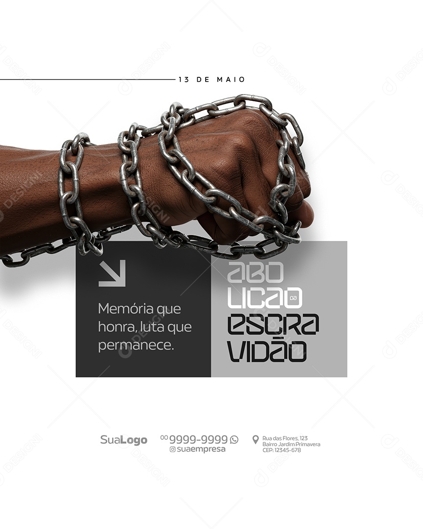 Dia da Abolição Escravidão 13 de Maio Social Media PSD Editável
