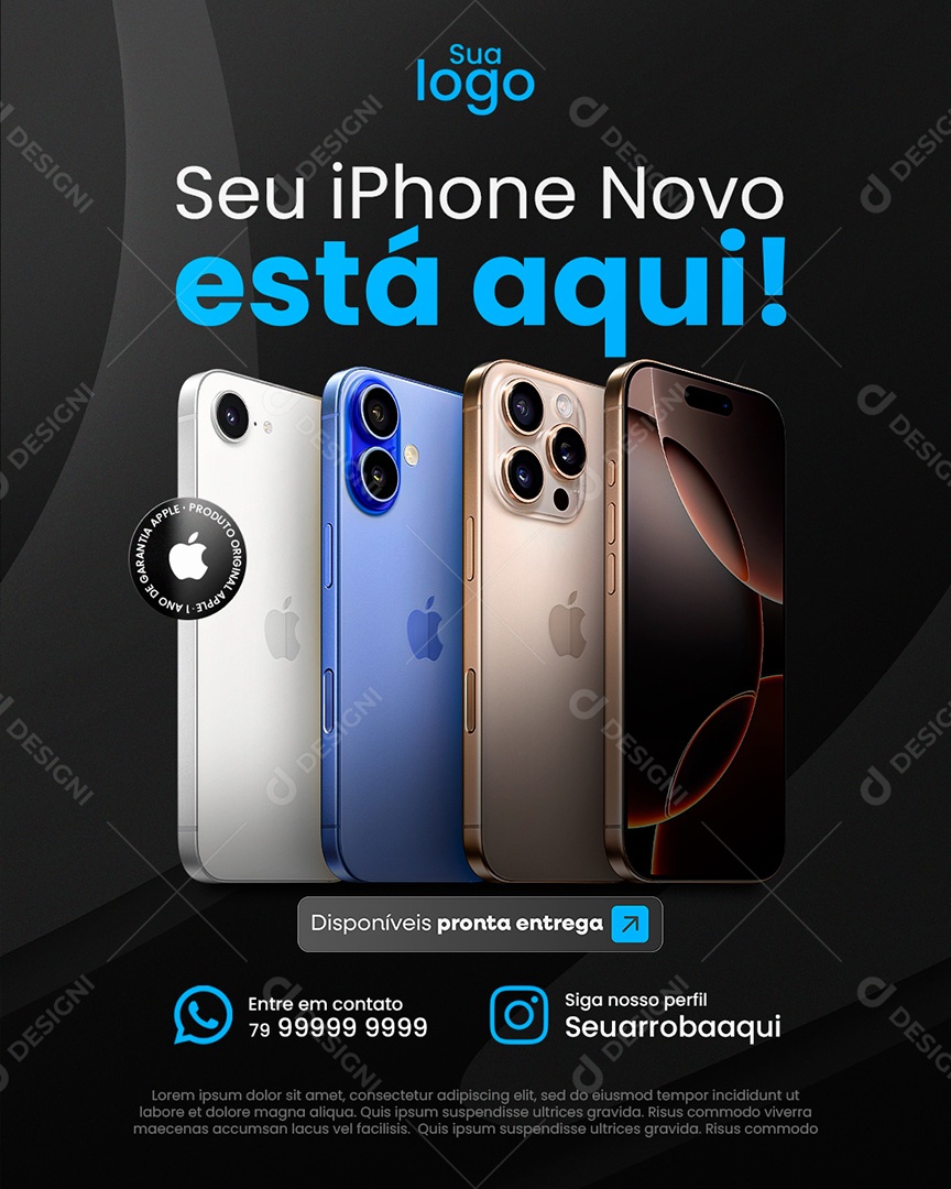 Assistência Técnica Seu Iphone Novo Está Aqui Social Media PSD Editável