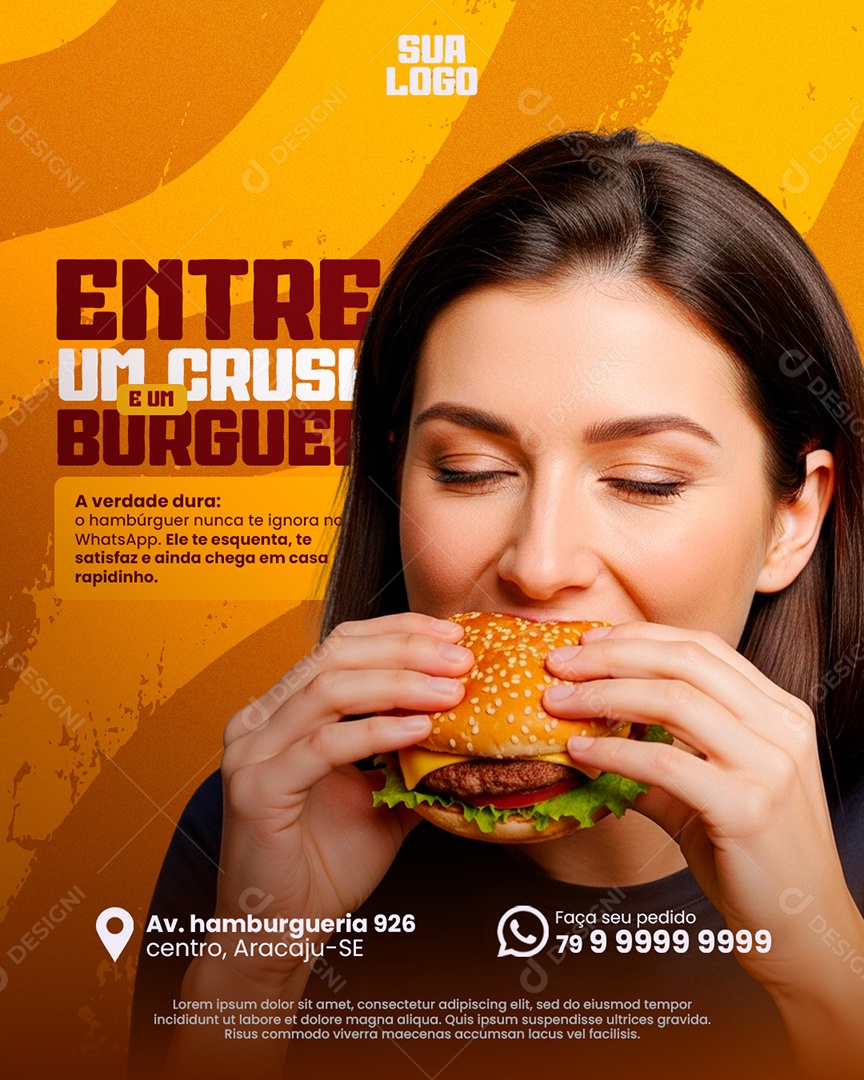Hamburgueria Entre um Crush e um Burguer Social Media PSD Editável