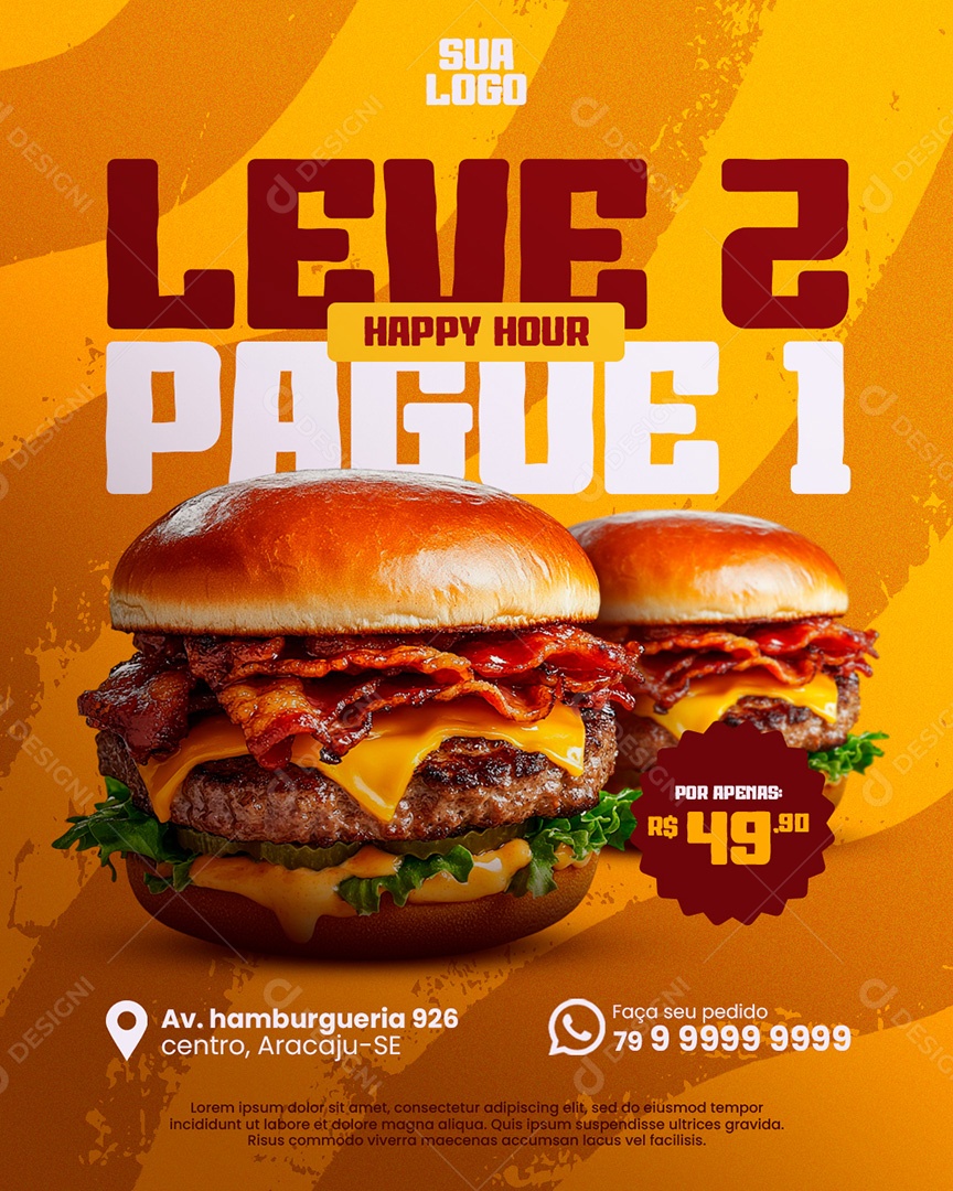 Hamburgueria Leve 2 Pague 1 Social Media PSD Editável