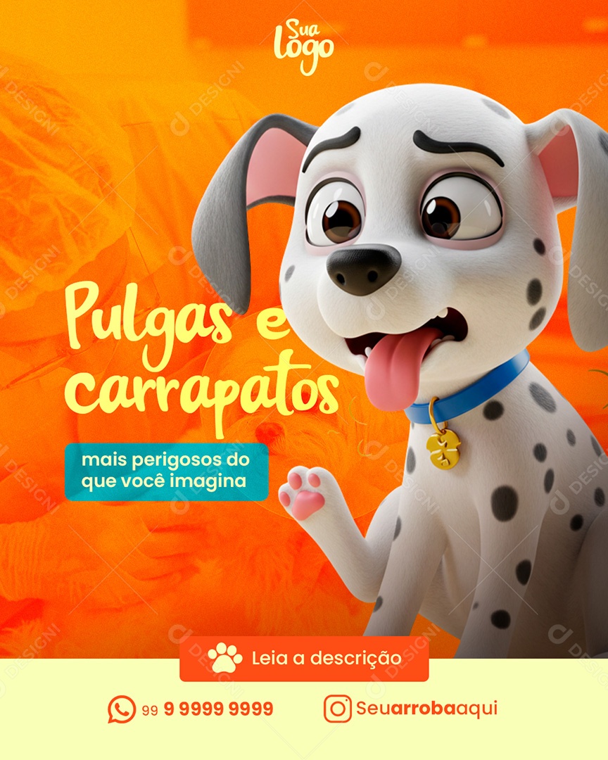 Pet Shop Pulgas e Carrapatos mais Perigosos do que Você Imagina Social Media PSD Editável