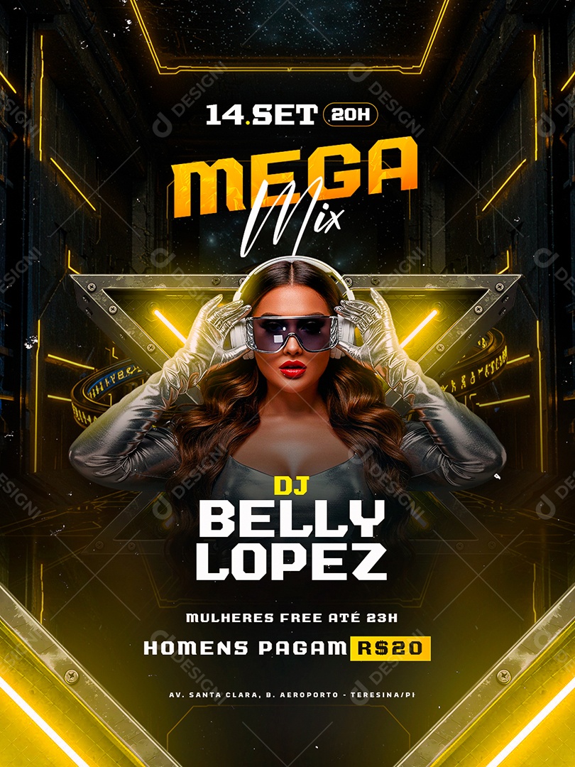 Flyer Mega Remix DJ Belly Lopez Social Media PSD Editável
