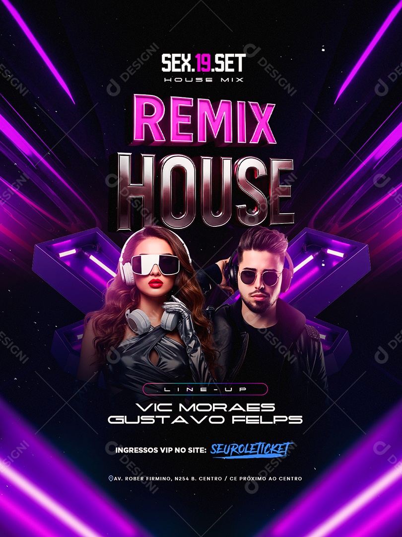 Flyer Remix House Social Media PSD Editável