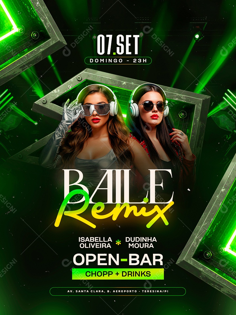 Flyer Baile Remix Social Media PSD Editável