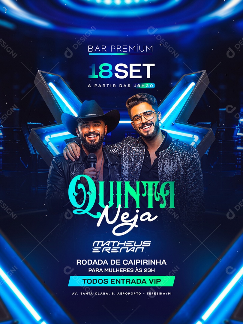 Flyer Quinta Neja Bar Premium Social Media PSD Editável