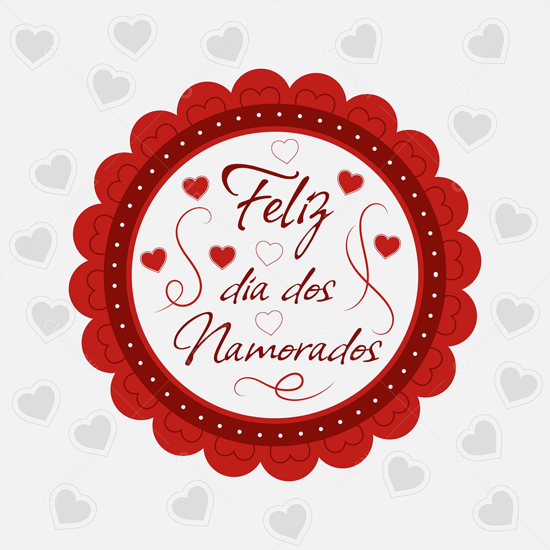 Etiqueta Romântica Feliz Dia dos Namorados em Estilo Decorativo Ilustração Vetor EPS