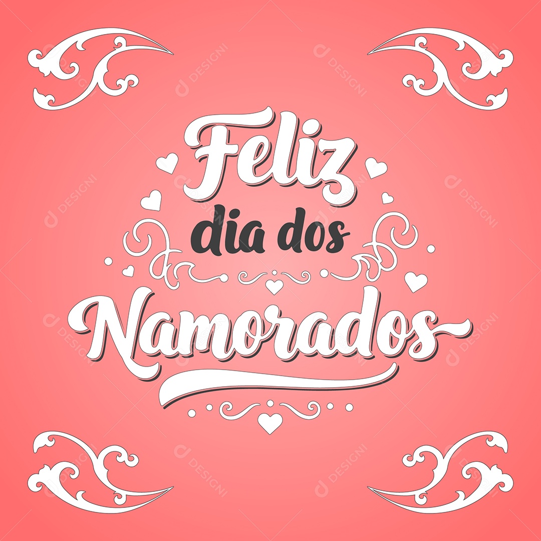 Cartão Romântico Feliz Dia dos Namorados com Elementos Decorativos Ilustração Vetor EPS