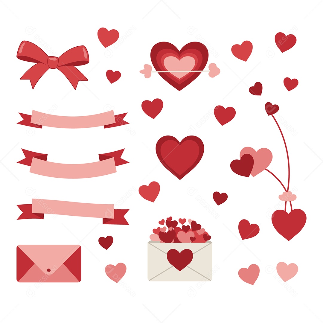 Coleção de Bilhetes de Amor para Dia dos Namorados Ilustração Vetor EPS