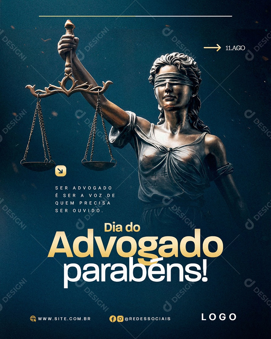 Dia do Advogado 11 de Agosto Profissão é Missão Social Media PSD Editável