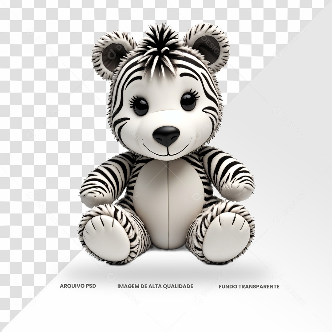 Urso De Pelúcia Com Estampa De Zebra Elemento 3D para Composição PSD