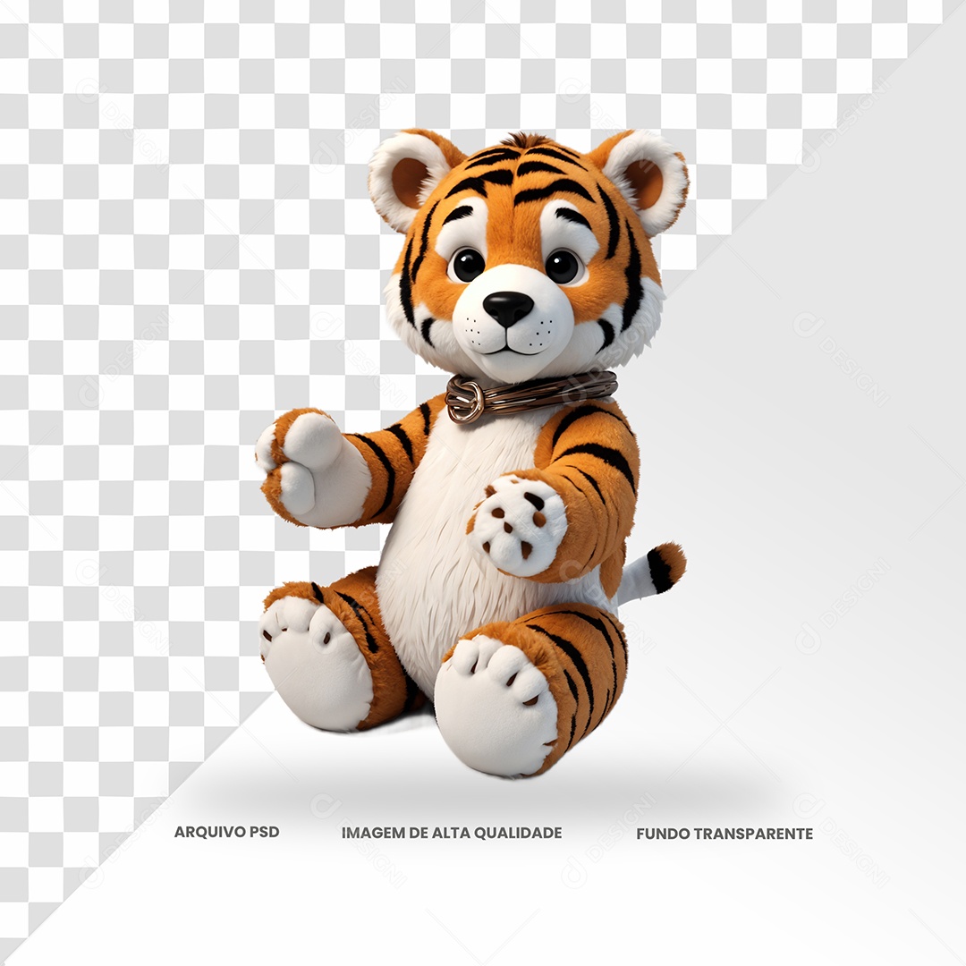 Boneco De Pelúcia De Tigre Filhote Elemento 3D para Composição PSD