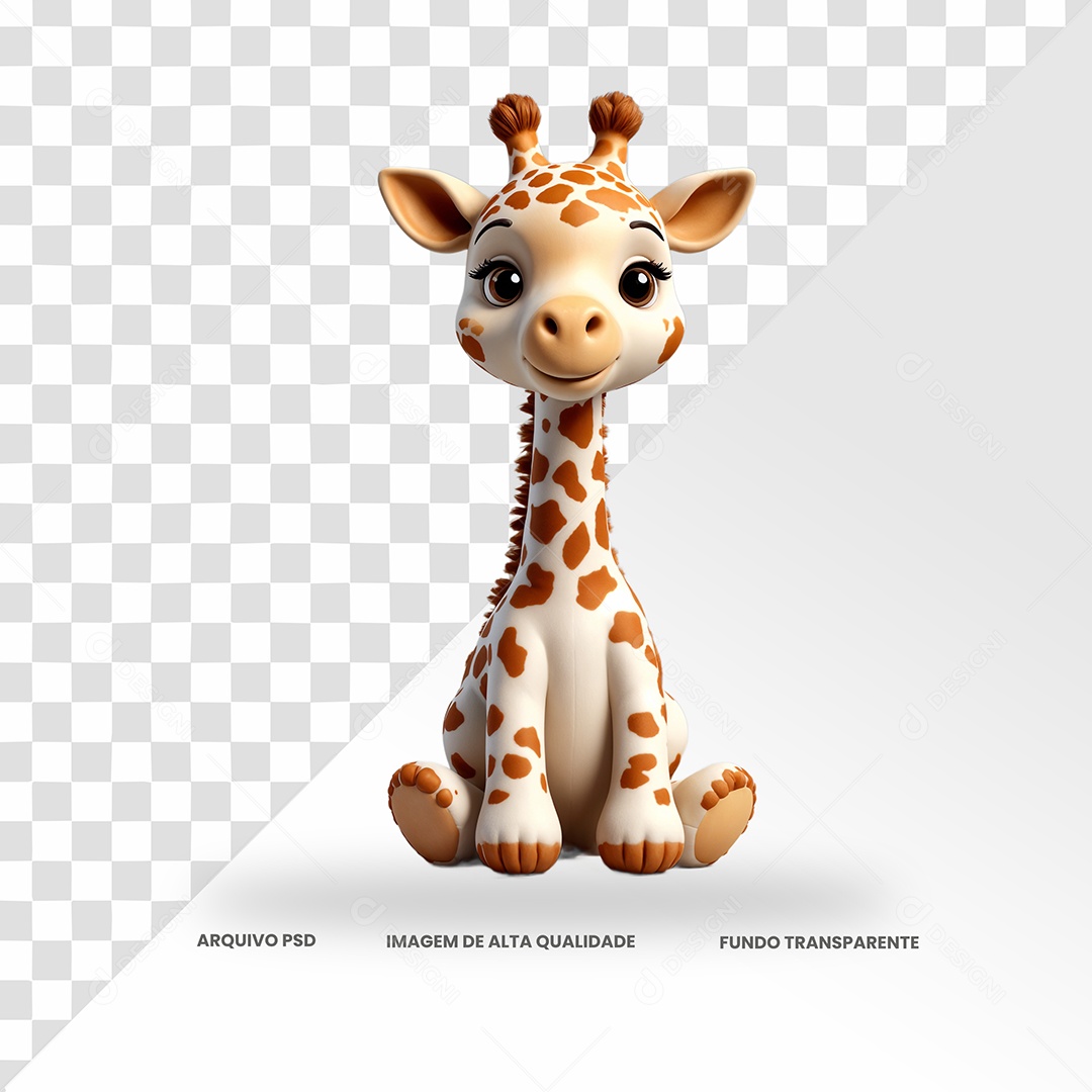 Girafa Animal Elemento 3D para Composição PSD