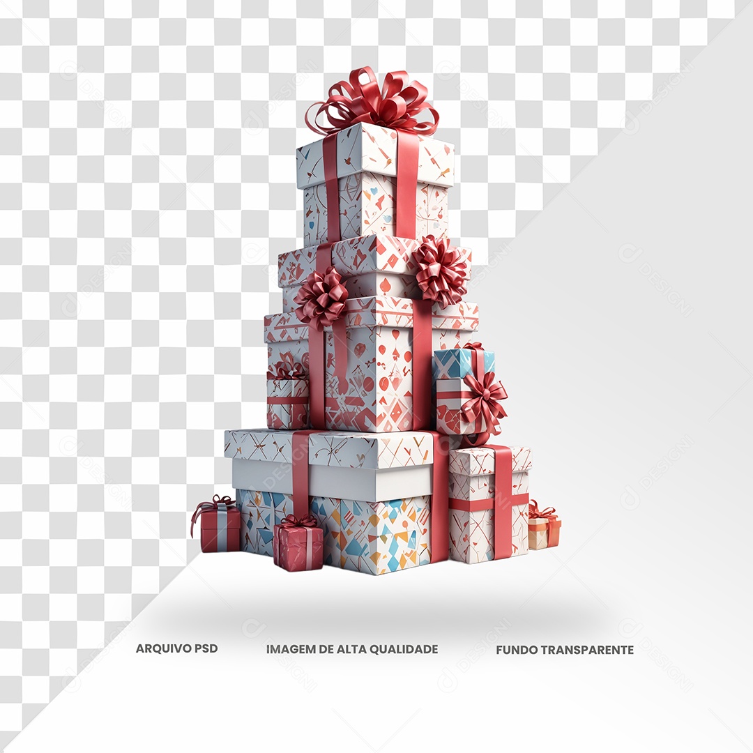 Caixas De Presente Com Um Laço Elemento 3D para Composição PSD
