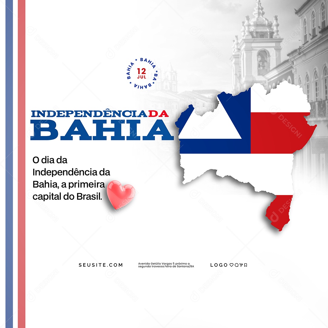 Dia da Independência da Bahia 02 de Julho Social Media PSD Editável