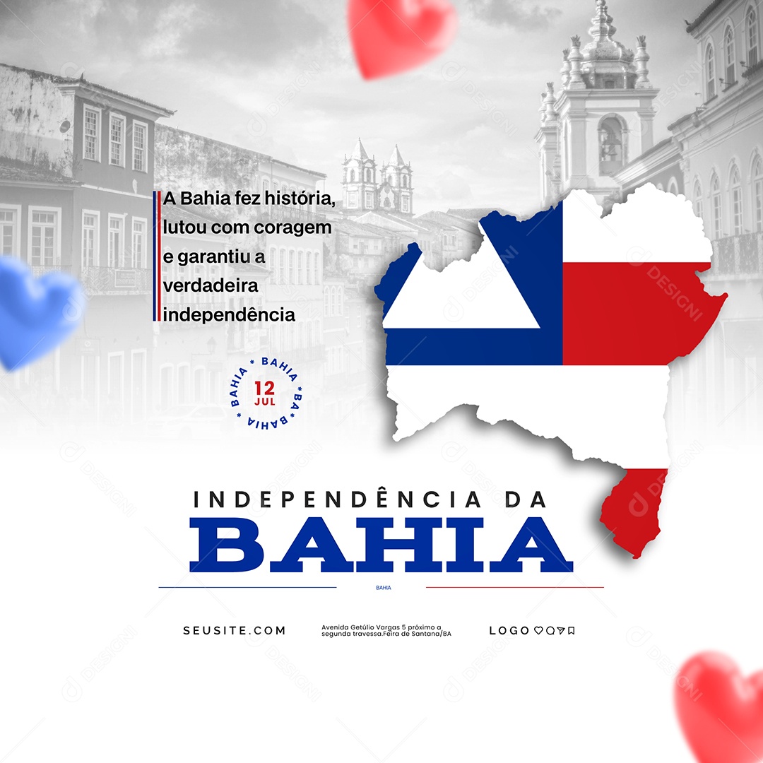 Dia da Independência da Bahia 02 de Julho Social Media PSD Editável