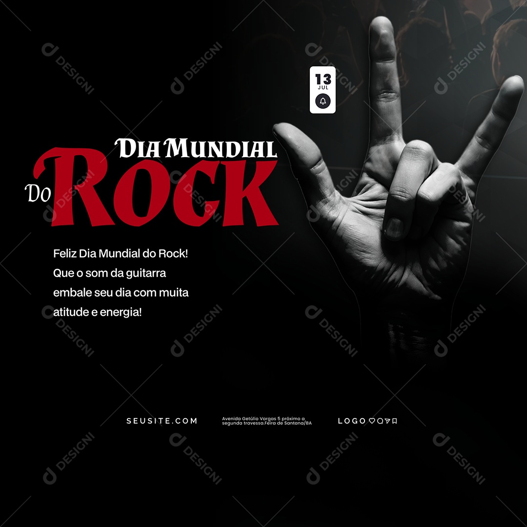 Social Media Dia Mundial Do Rock 13 De Julho Social Media PSD Editável