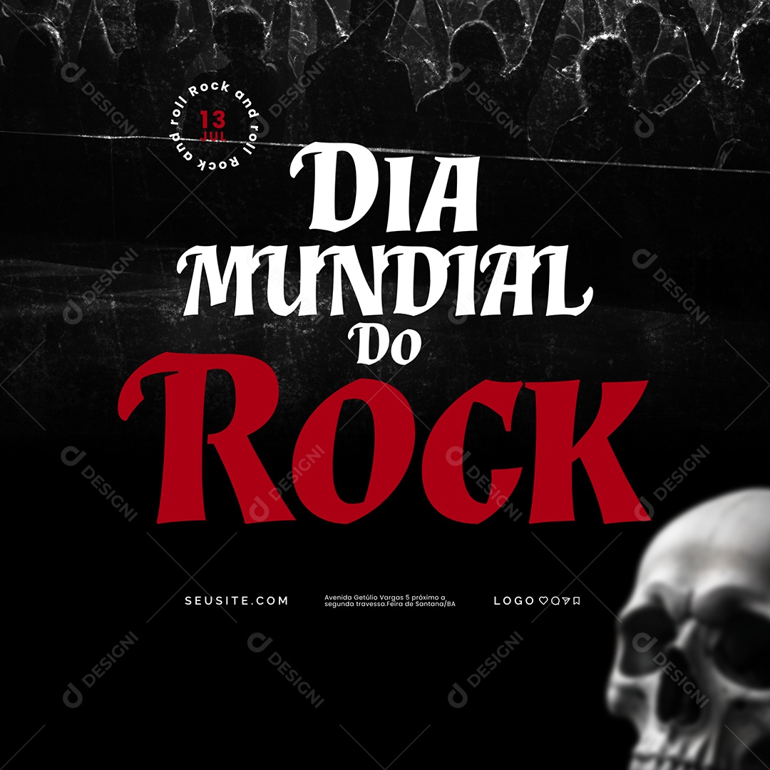 Social Media Dia Mundial Do Rock 13 De Julho Social Media PSD Editável
