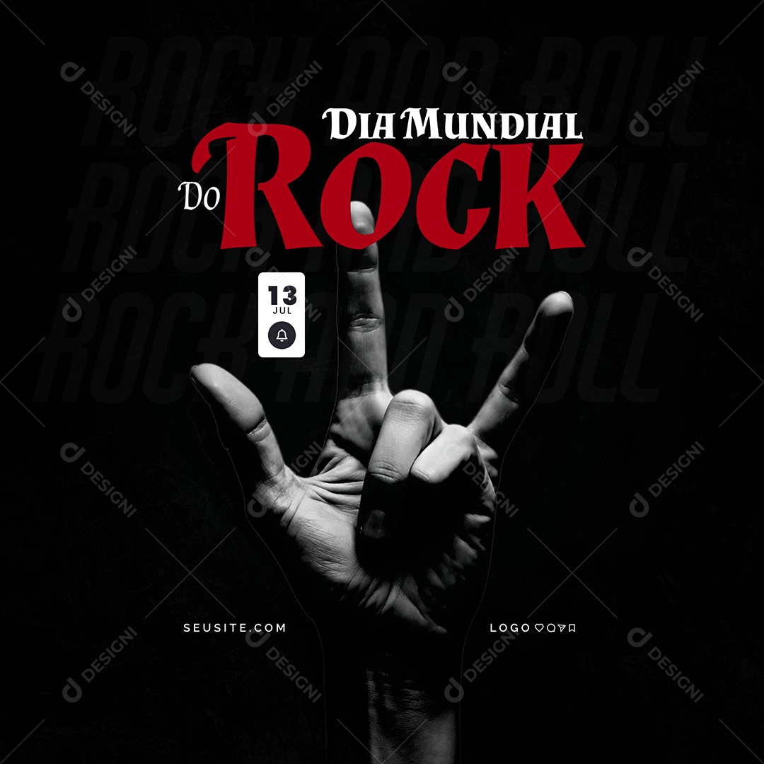 Social Media Dia Mundial Do Rock 13 De Julho Social Media PSD Editável