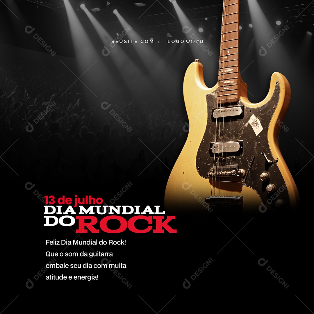 Social Media Dia Mundial Do Rock 13 De Julho Social Media PSD Editável