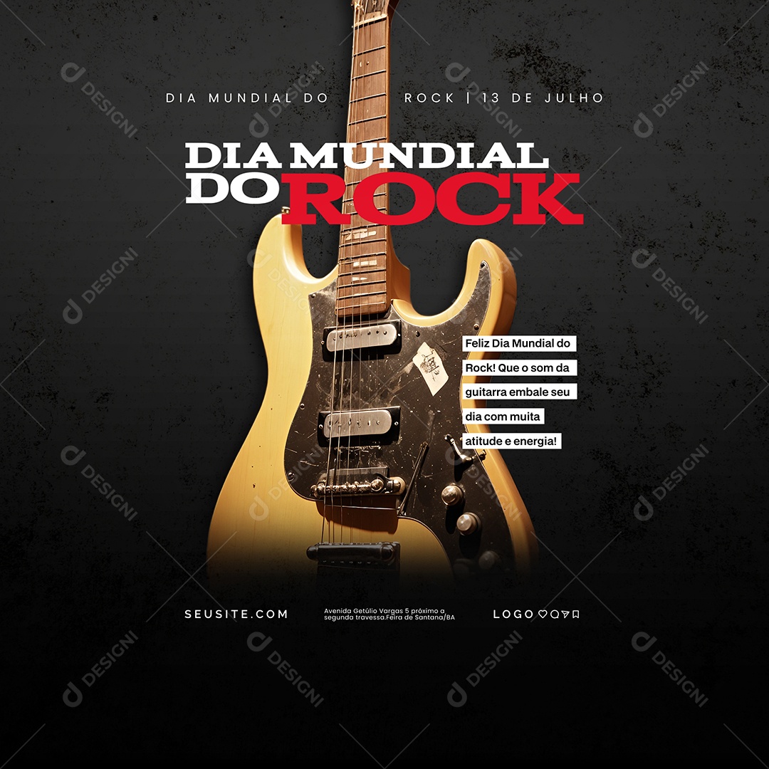 Social Media Dia Mundial Do Rock 13 De Julho Social Media PSD Editável