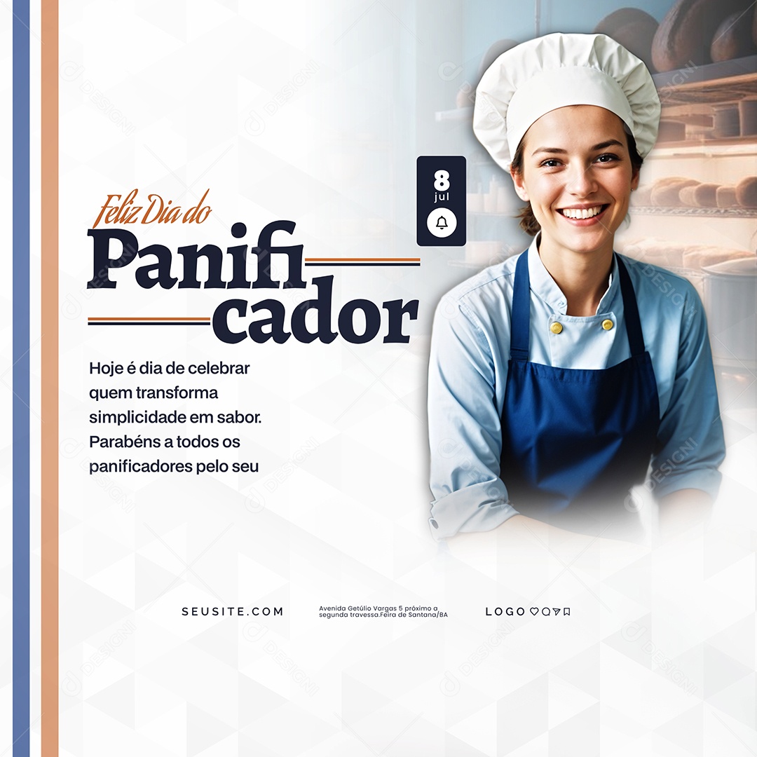 Padaria A Tarde Pede um Pão Quentinho Social Media PSD Editável