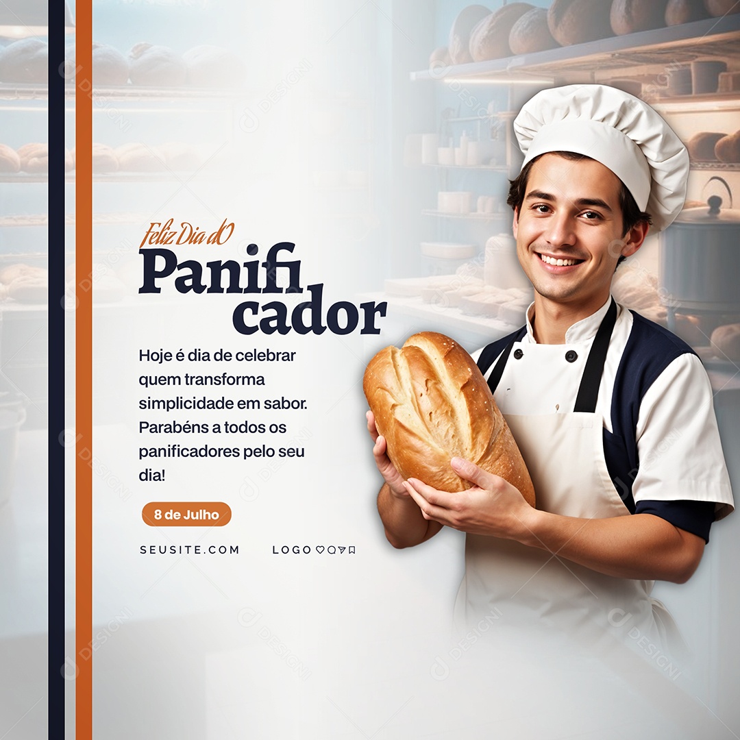 Padaria A Tarde Pede um Pão Quentinho Social Media PSD Editável