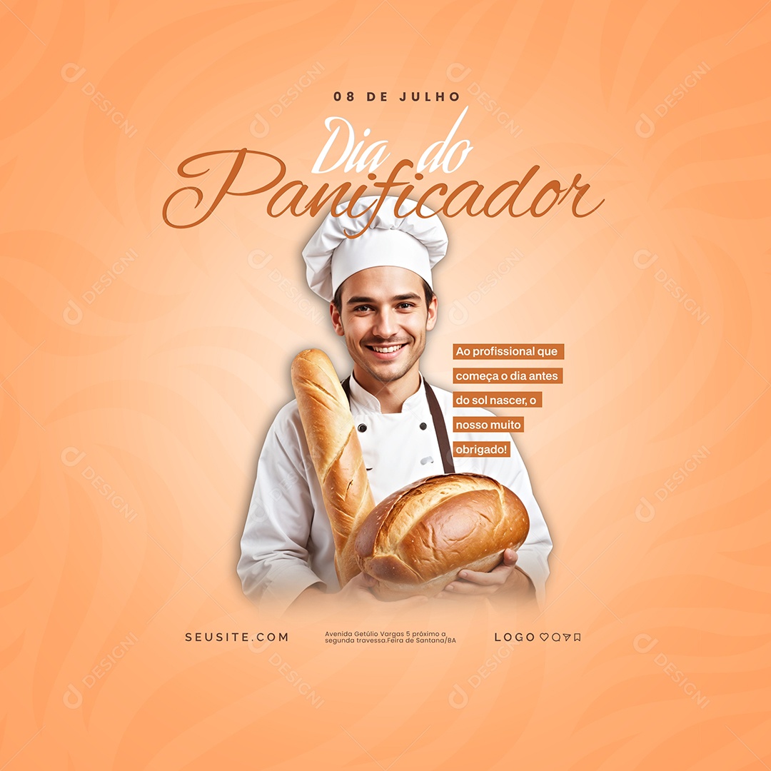 Personagem Padeiro para Composição PSD