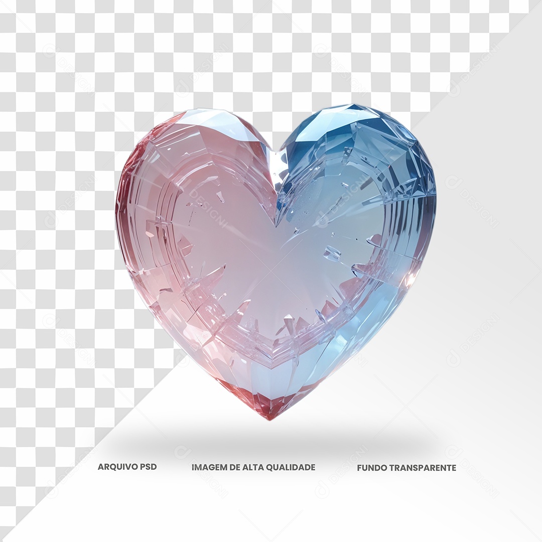 Coração Escarlate Elemento 3D  para Composição PSD
