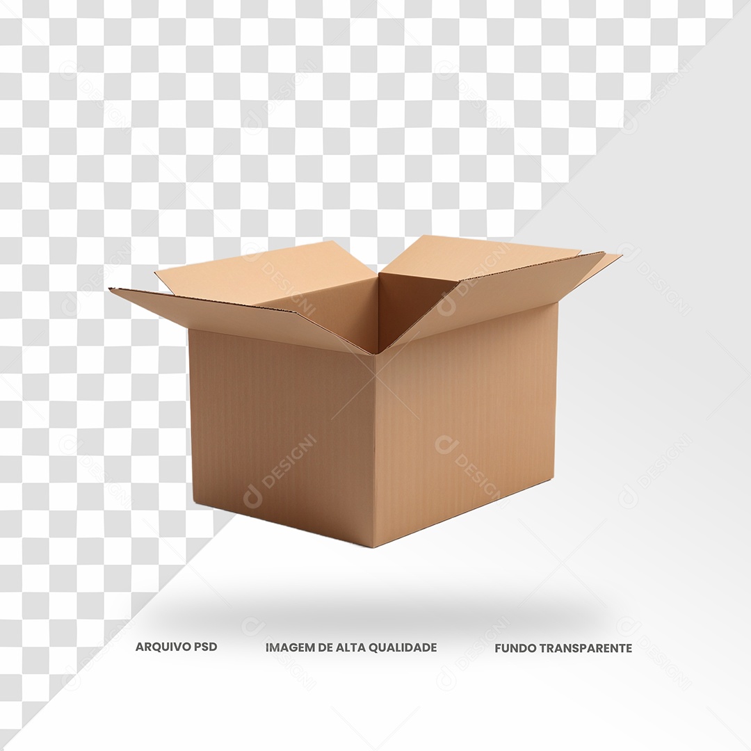Caixa De Papelão  Elemento 3D  para Composição PSD