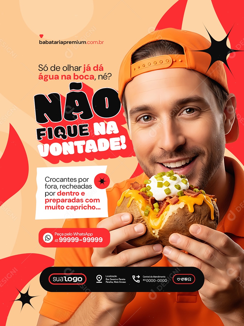 Batata Recheada Não Fique na Vontade Social Media PSD Editável