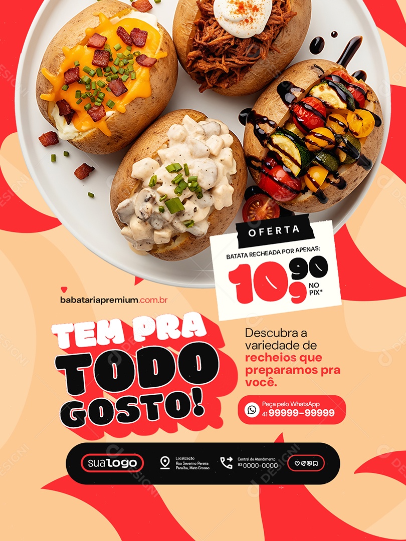 Batata Recheada Tem Pra Todo Gosto Social Media PSD Editável