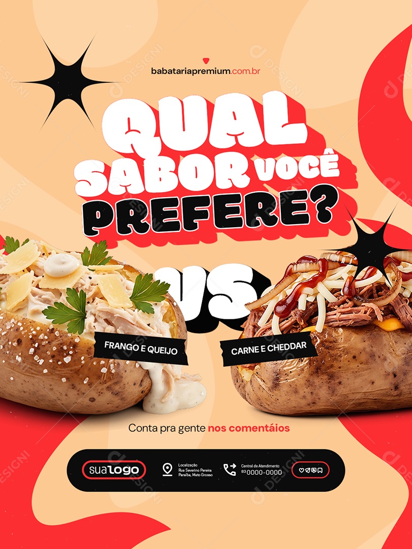 Batata Recheada Qual Sabor Você Prefere Social Media PSD Editável