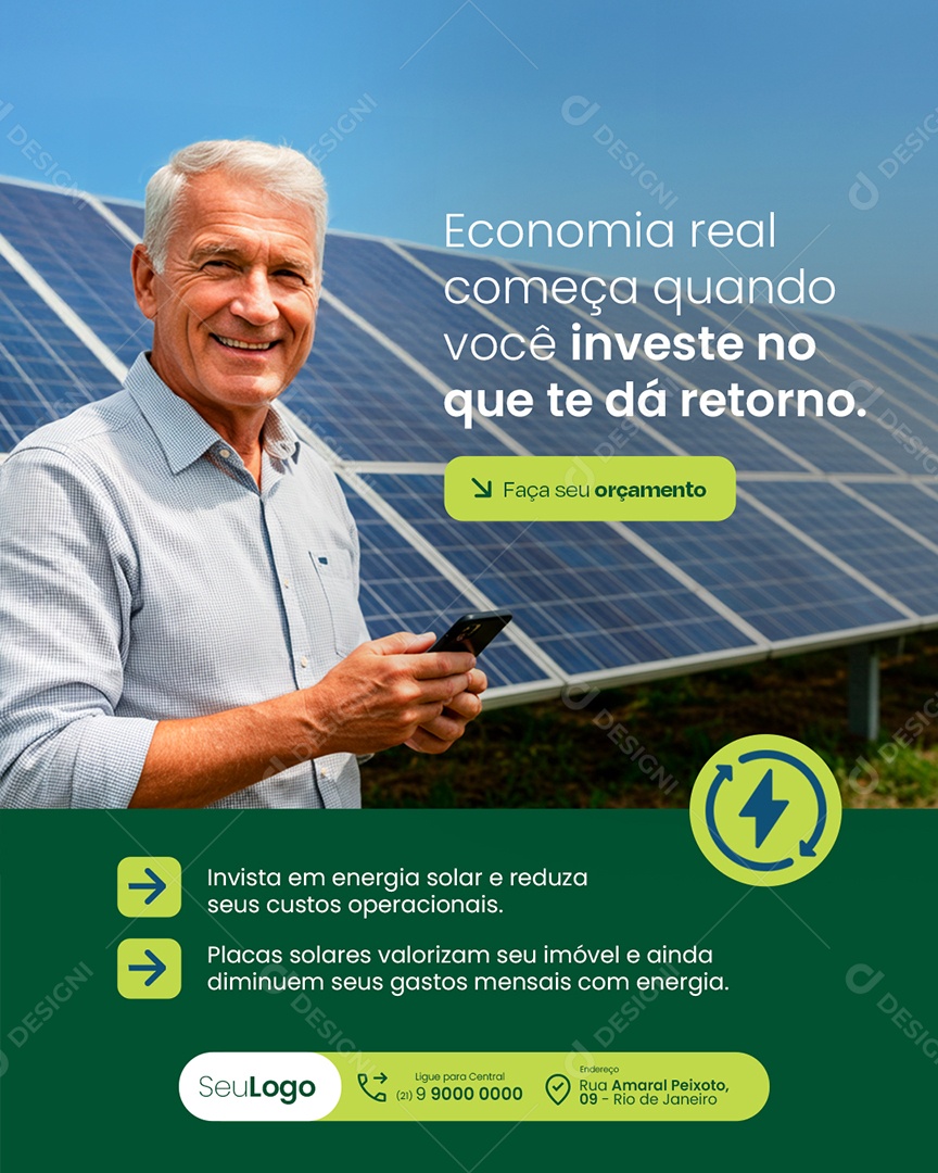 Energia Solar Economia Real Social Media PSD Editável