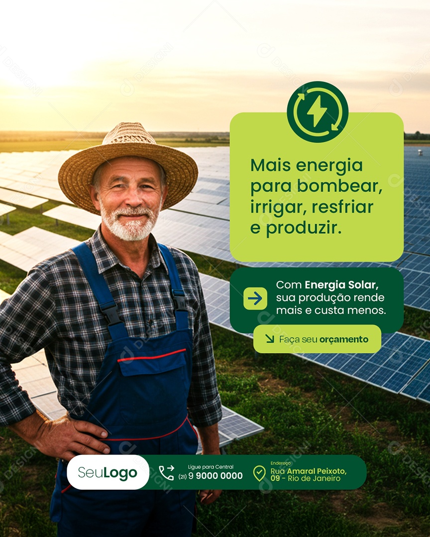 Energia Solar Mais Energia para Bombear Social Media PSD Editável