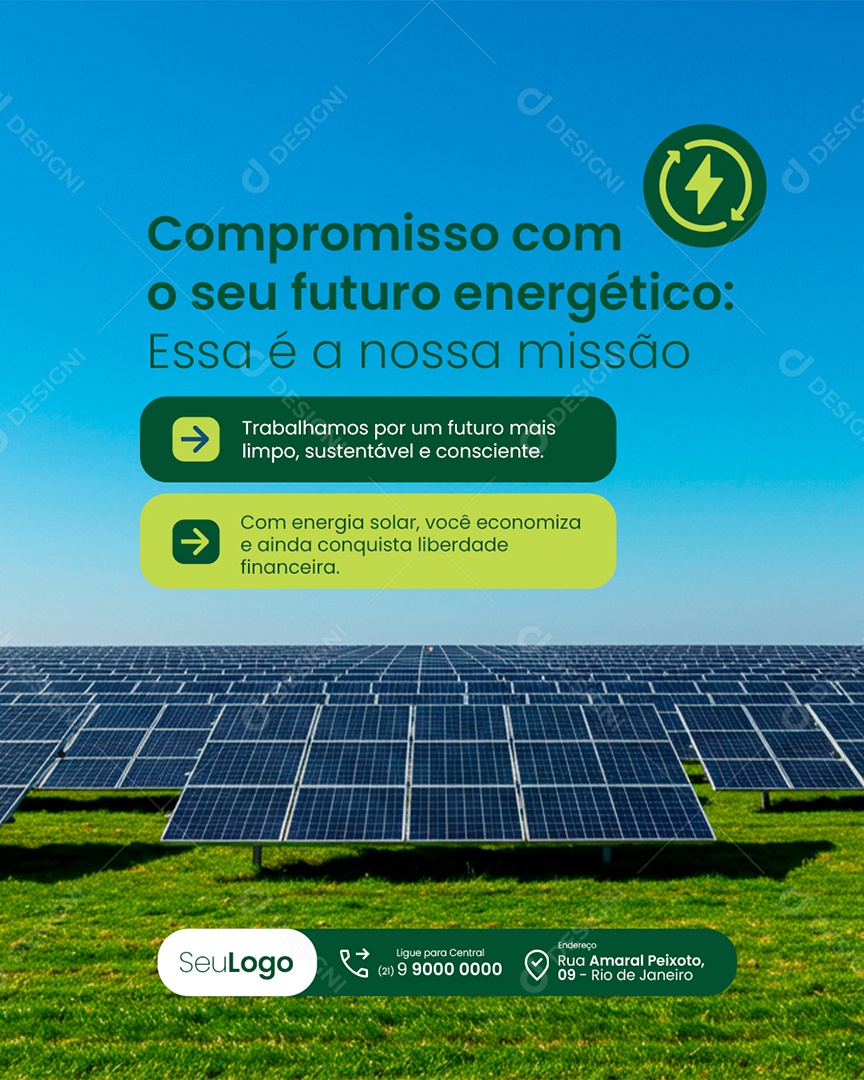 Energia Solar Compromisso com o Seu Futuro Energético Social Media PSD Editável