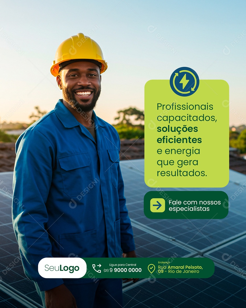 Energia Solar Profissionais Capacitados Social Media PSD Editável