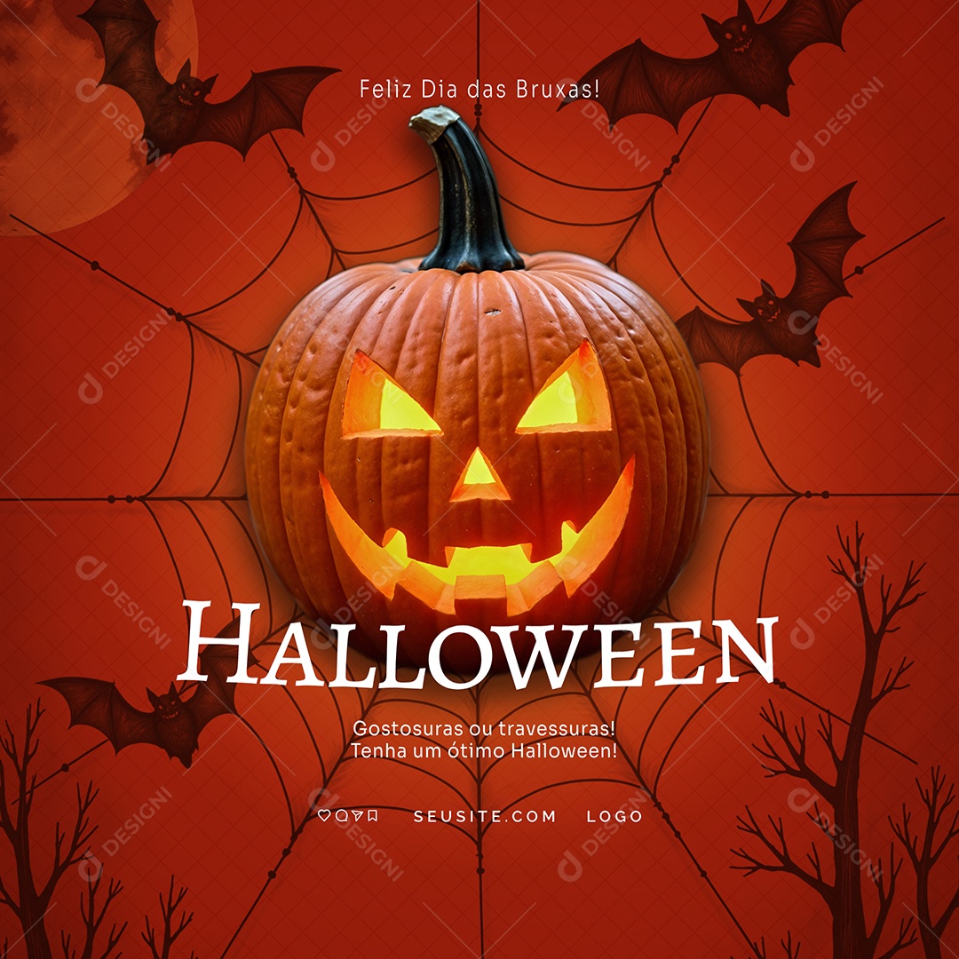 Feliz Halloween Dia das Bruxas Social Media PSD Editável