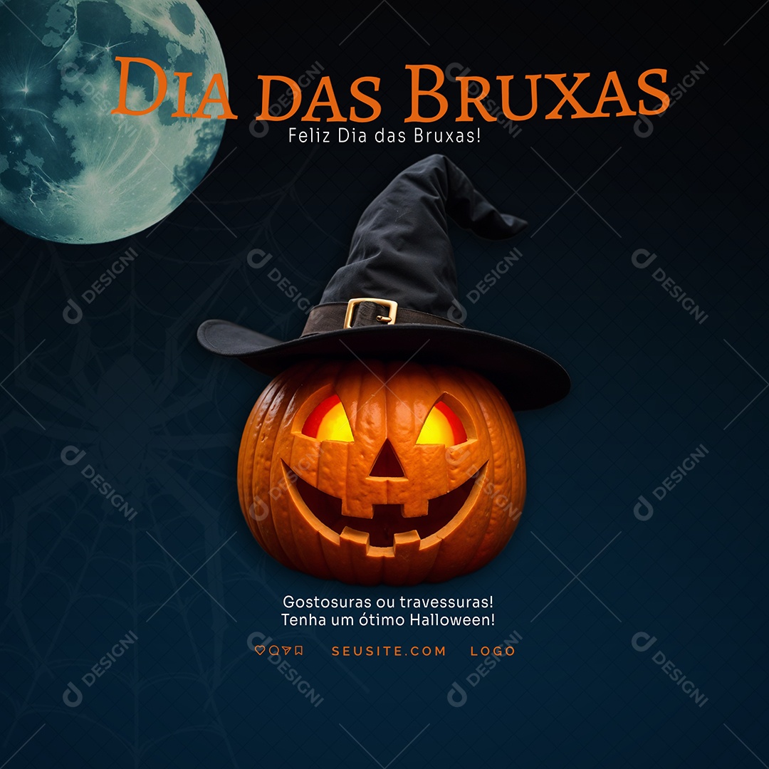 Feliz Halloween Dia das Bruxas Social Media PSD Editável