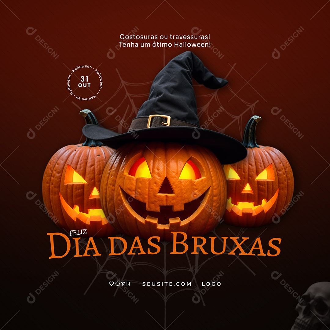 Feliz Halloween Dia das Bruxas Social Media PSD Editável